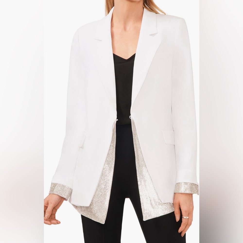 Halogen peekaboo rhinestone trim blazer